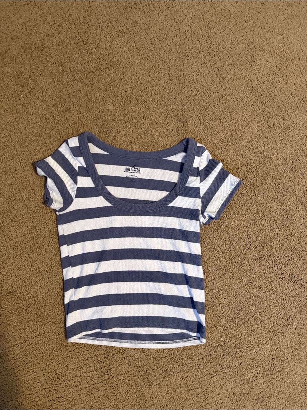 Hollister Blue & White Striped Scoop Neck Tee